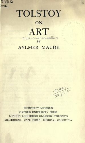 Cover of Tolstoy on art