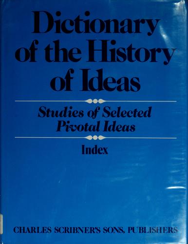 Cover of Dictionary of the history of ideas, index