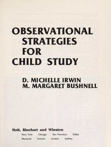 Cover of Observational strategies for child study