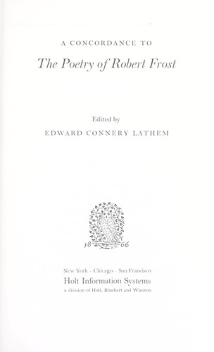 Cover of A Concordance to the Poetry of Robert Frost
