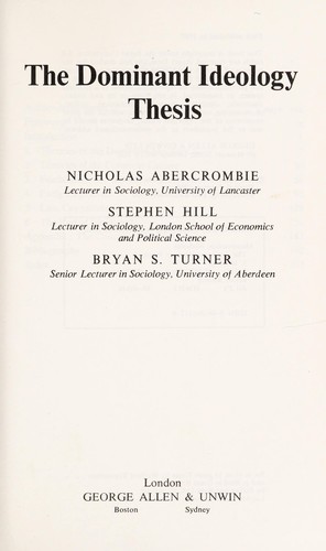 Cover of The dominant ideology thesis