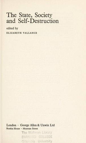 Cover of The State, society and self-destruction
