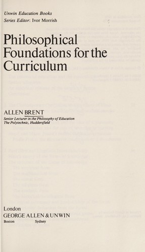 Cover of Philosophical foundations for the curriculum