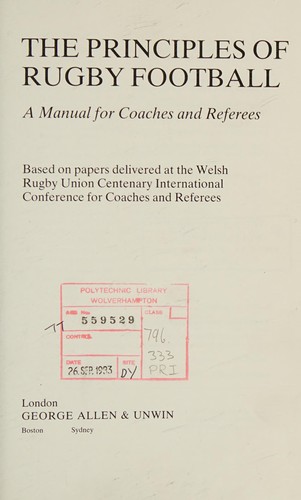 Cover of The Principles of rugby football