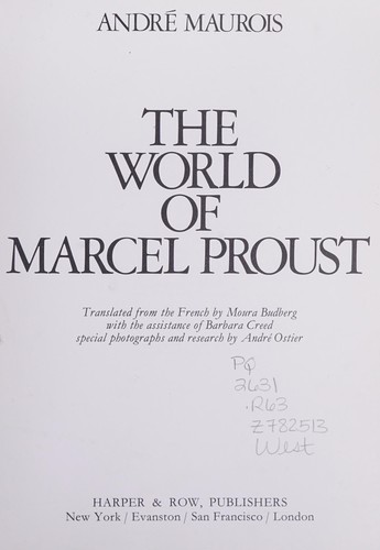 Cover of Le monde de Marcel Proust