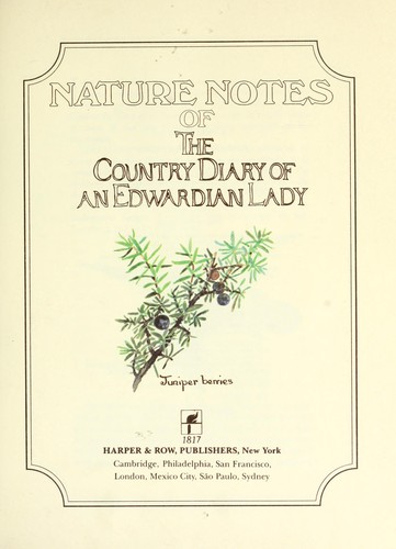 Cover of Nature Notes of the Country Diary of an Edwardian Lady