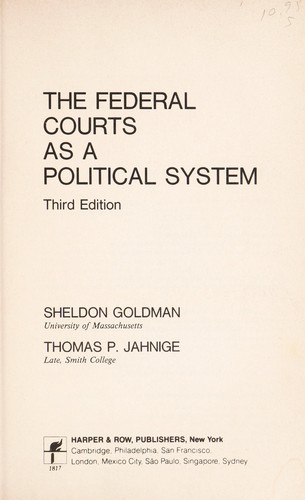 Cover of The Federal courts as a political system