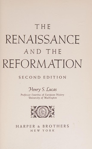 Cover of The Renaissance and the Reformation