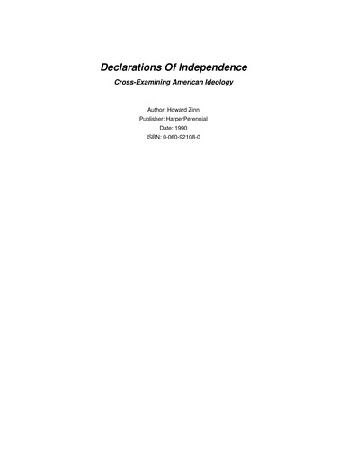 Cover of Declarations of Independence: Cross-Examining American Ideology