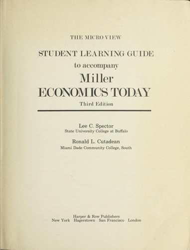 Cover of The micro view student learning guide to accompany Miller
