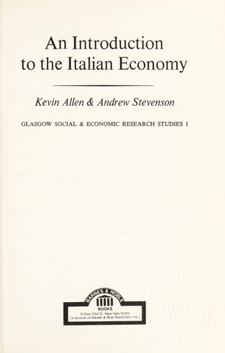 Cover of An introduction to the Italian economy