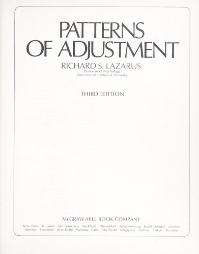 Cover of Patterns of adjustment