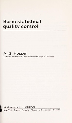 Cover of Basic statistical quality control
