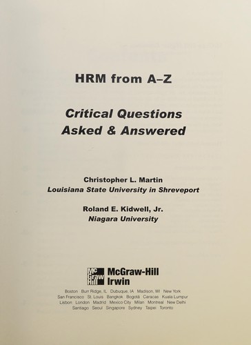 Cover of HRM from A-Z