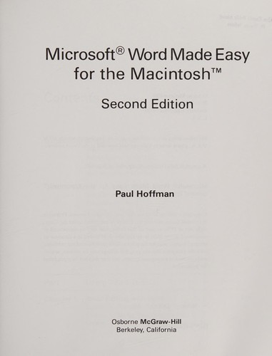 Cover of Microsoft Word made easy for the Macintosh