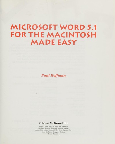 Cover of Microsoft Word 5.1 for the Macintosh made easy