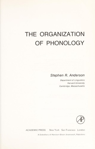 Cover of The organization of phonology