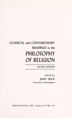 Cover of Classical and contemporary readings in the philosophy of religion