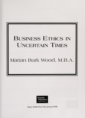 Cover of Business Ethics in Uncertain Times