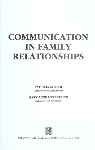 Cover of Communication in family relationships