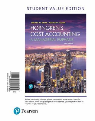 Cover of Horngren's Cost Accounting, Student Value Edition