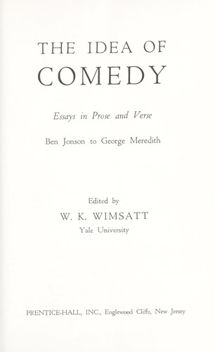 Cover of The idea of comedy