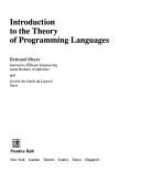 Cover of Introduction to the theory of programming languages