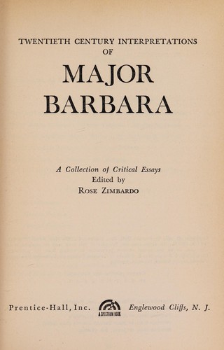 Cover of Shaw's "Major Barbara" (20th Century Interpretations)