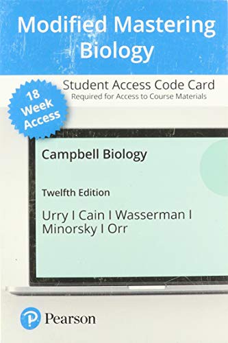 Cover of Modified Mastering Biology with Pearson eText -- Access Card -- for Campbell Biology