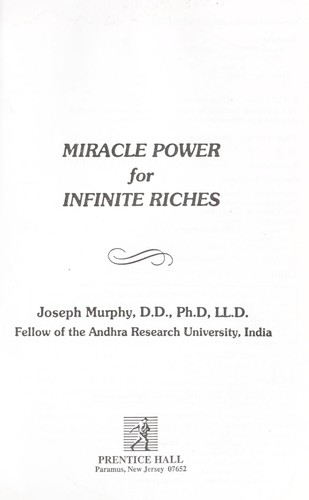 Cover of Miracle power for infinite riches