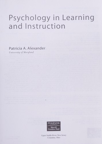 Cover of Psychology in Learning and Instruction (Educational Psychology)
