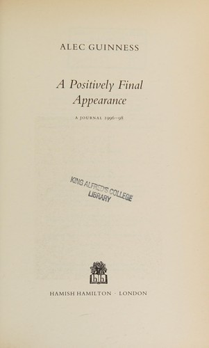 Cover of A Positively Final Appearance: A Journal, 1996-1998
