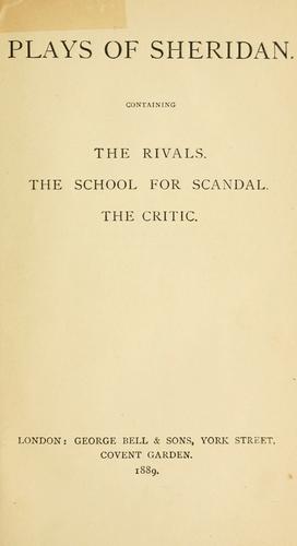 Cover of The Rivals / The School for Scandal / The Critic