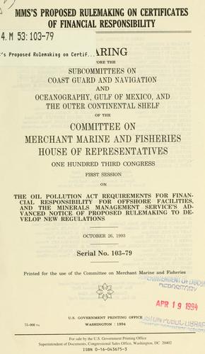 Cover of MMS's proposed rulemaking on certificates of financial responsibility