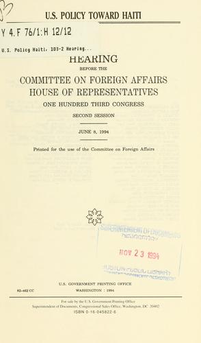 Cover of U.S. policy toward Haiti