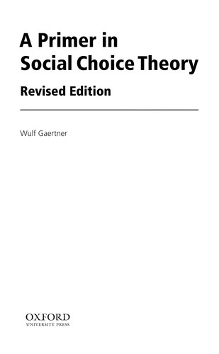 Cover of A primer in social choice theory