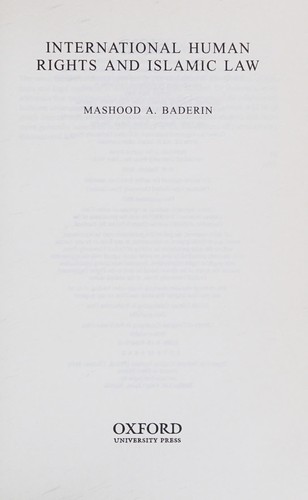 Cover of International human rights and Islamic law