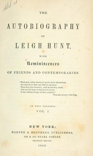 Cover of The autobiography of Leigh Hunt