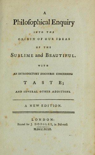 Cover of A philosophical enquiry into the origin of our ideas of the sublime and beautiful