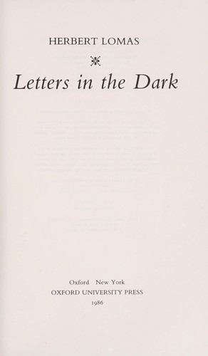 Cover of Letters in the dark