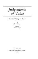 Cover of Judgements of value