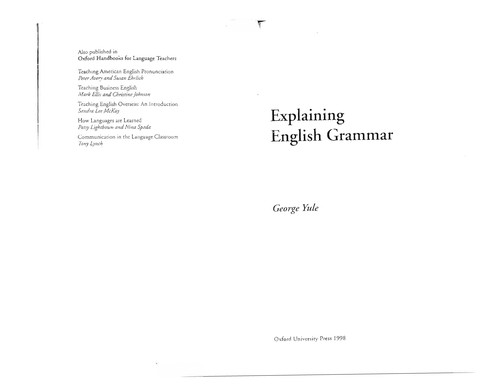 Cover of Explaining English Grammar (Oxford Handbooks for Language Teachers)