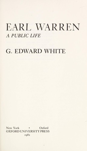 Cover of Earl Warren, a public life