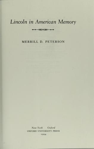 Cover of Lincoln in American memory