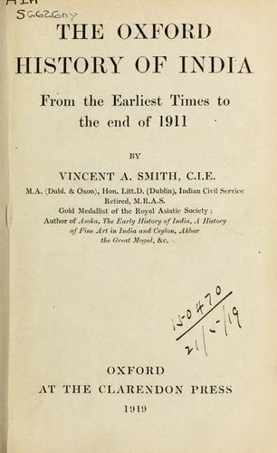 Cover of The Oxford history of India