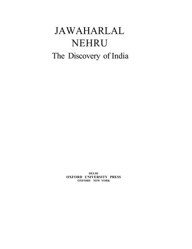 Cover of Jawaharlal Nehru's The discovery of India