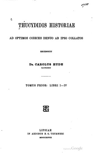 Cover of Thucydidis Historiae