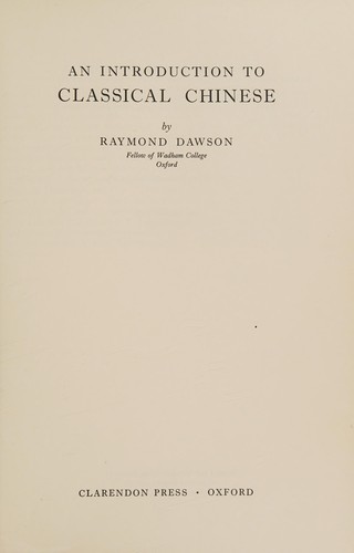 Cover of Introduction to Classical Chinese
