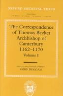 Cover of The correspondence of Thomas Becket, Archbishop of Canterbury, 1162-1170