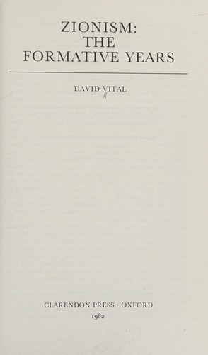 Cover of Zionism, the formative years